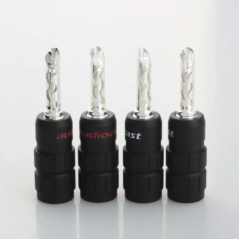 4pcs Audiocrast 638b Pure Silver Plated Audio reproduktor Banana Plug BFA Typ Hi-Fi zosilňovač terminálov