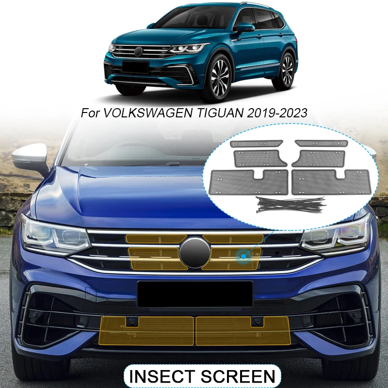 4pcs automobilový hmyz bez poverenia chráneného vzduchu pre chránenie vzduchu pre Volkswagen Tiguan 2019-2023 Automatický airin vložka Vent Racing Grill Filter Net
