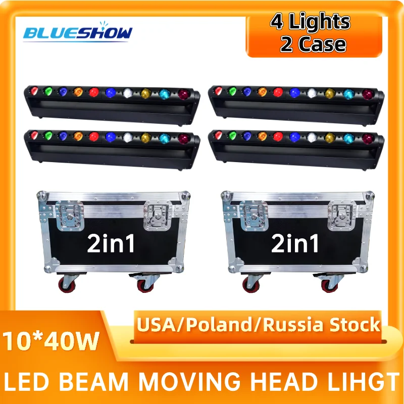 4pcs Beam 10*40W RGBW 4 v 1 pixelovej laižovej tyči pohybujúceho sa hlavy Efekt Light Flycase DJ DISCO DMX Control BEEM BEE EYSE MATRIX LAMP