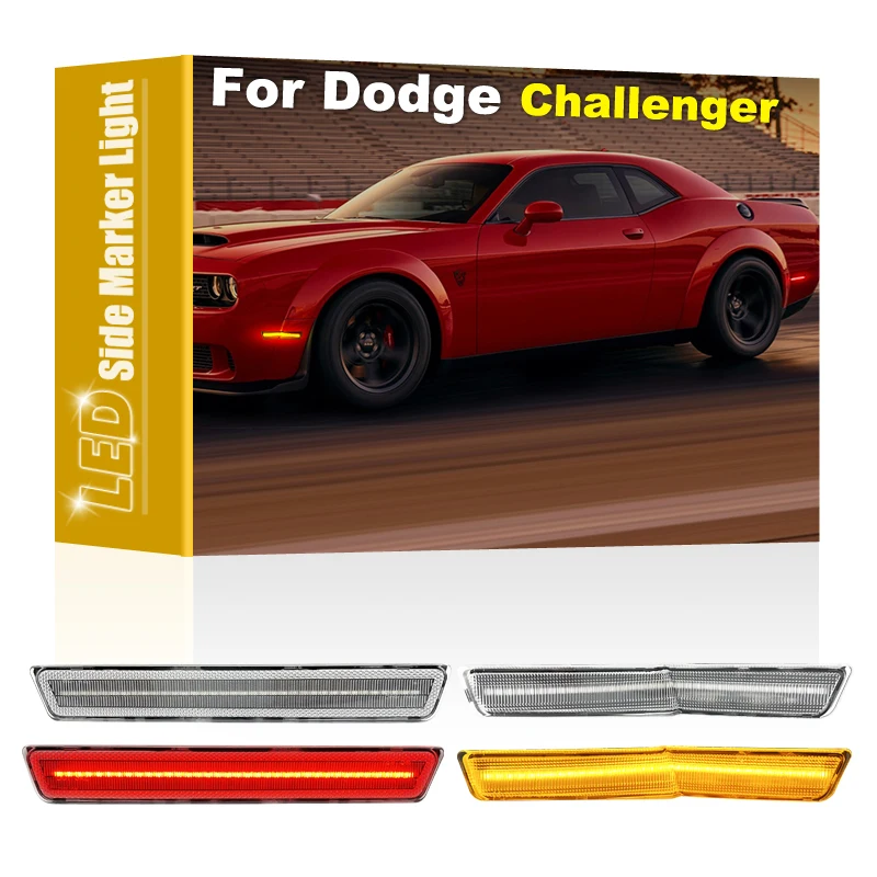4PCS Clear Lens LED bočná lampa pre Dodge Challenger SRT R/T SCAT BAG WILLEBODY 2018-2023