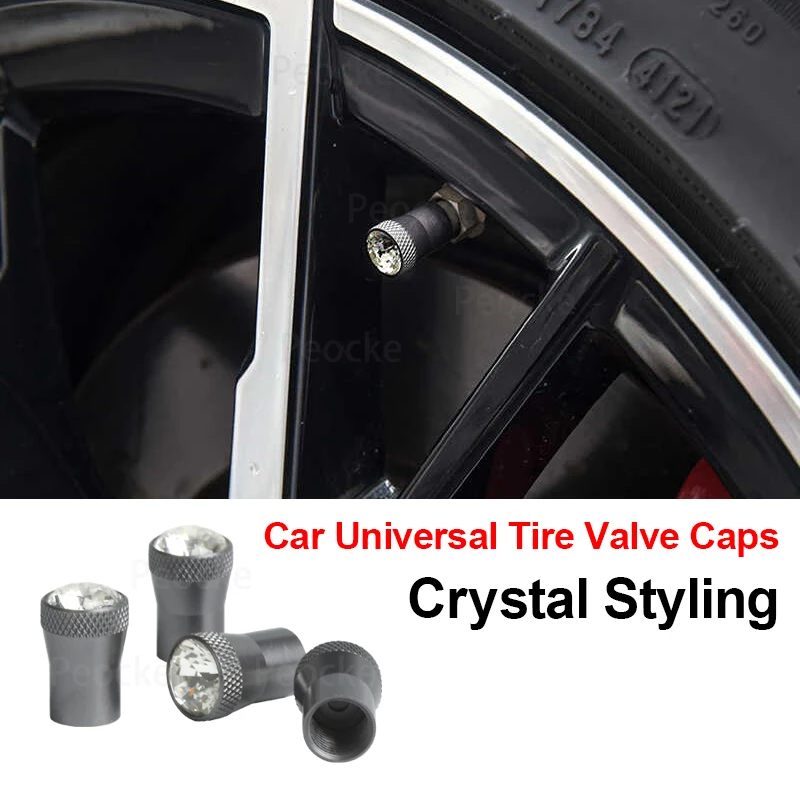 4pcs Crystal Car Pneumatika Caps Caps Metal Cool Caps Tire Rim Smel Cover Airdust Waterproof Universal Universal Auto pre BMW pre Toyota