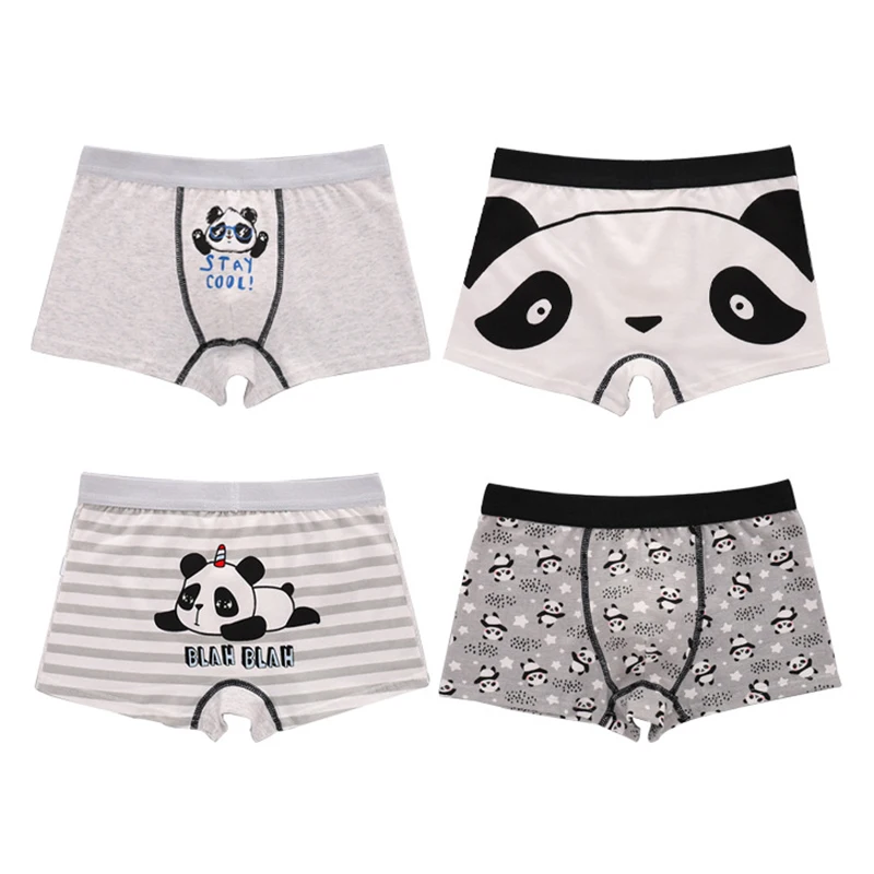 4PCS Detský kreslený vzor potlačený boxer briefs Boys Cotton Boxer Briefs 2-12 rokov staré detské briefingy