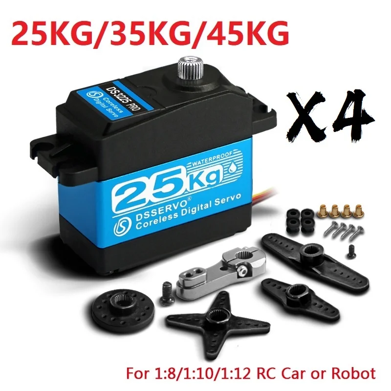 4PCS DSSERVO Vodotesný servo 25/35/45 kg vysokorýchlostný servo metalové zariadenie Digital Servo RC Baja Servo pre 1/8 1/10 RC Cars