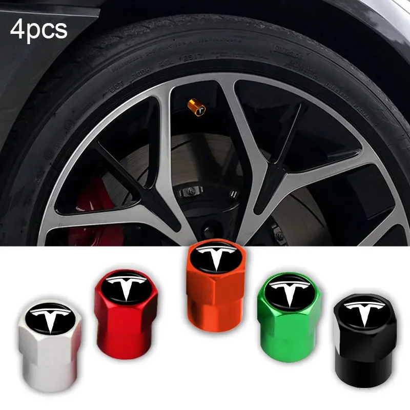 4pcs Dustodoodproof Caps Car Tire Valve Stmen Caps Pneumatiky Vzduchové uzávery pre Tesla model 3 Model XY Model Styling Styling Roadster CAR