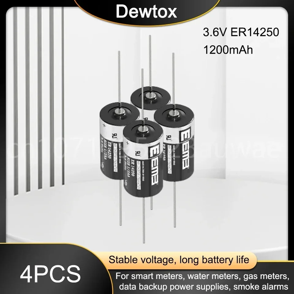 4pcs ER14250 ER 14250 CR14250SL 1/2AA 3,6 V 1200 mAh lítiová batéria s kolíkmi pre PLC Industrial Plynový merač primárnej batérie