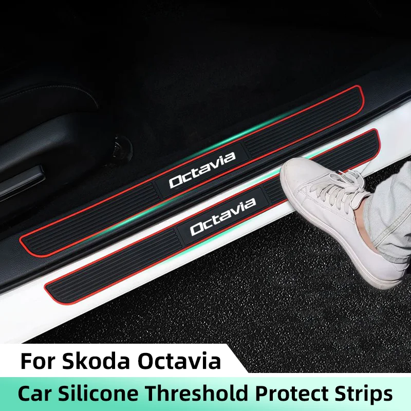 4pcs gumové vozidlá na dvere vozidla Sill Sill Covers pre skod Octavia 2 3 RS VRS Tour A7 A5 Anti-Scratch
