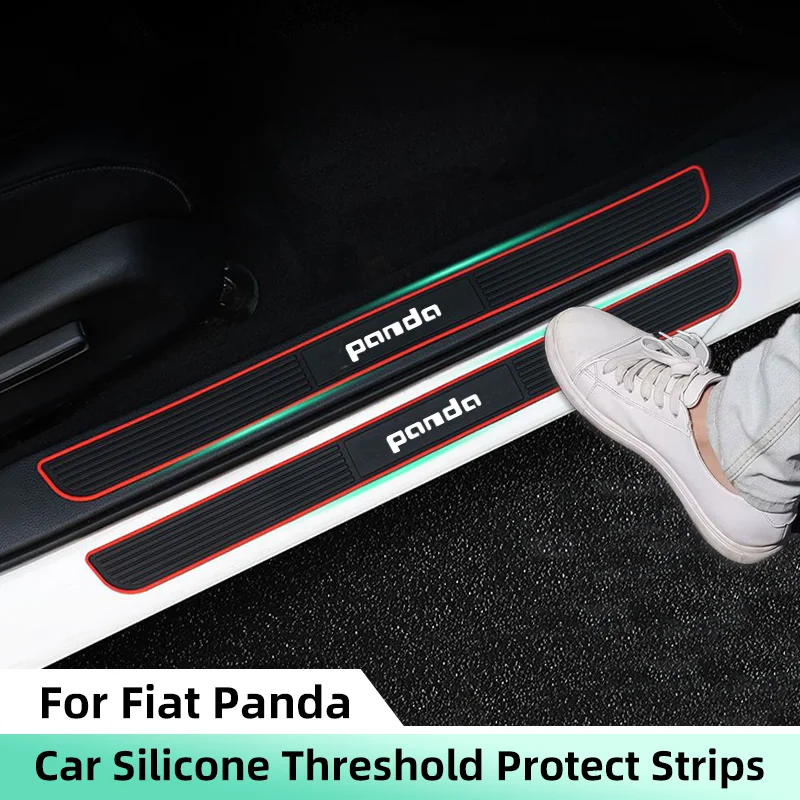 4PCS Gumové vozidlá Sill Sill Scuff Covers pre Fiat Panda 2011 2008 2009 Coss4x4 Anti-Scratch Auto Dvere Panel Guards Protector Protector