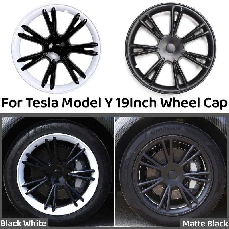 4pcs Hub Cap 19-palcový náhradný výmenný uzáver kolies Automobile Hubcap Full Rim Cover Accessories for Tesla Model Y 2018-2023
