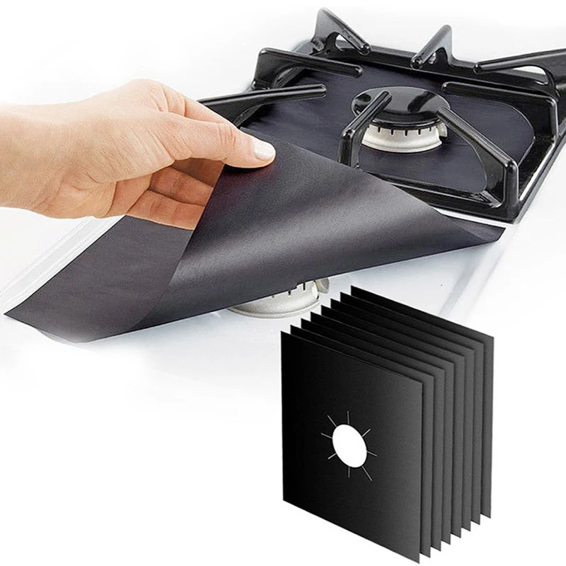 4pcs kachle na ochranu povrchu PASEP PASETOP PAPELOP Kryt Opätovne použiteľný plynový kachle Ochranné olejové oleja a čistiaca podložka proti fúzleniu