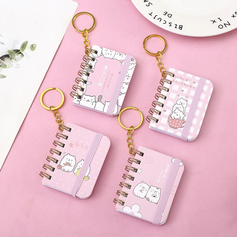 4pcs Keychain malá kniha Keychain Mini Book Key Ring Creative Keychain Page Scrapbook Pocket Diary Student Dodávky Pink 2025