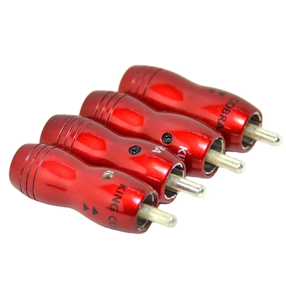 4pcs King Cobra RCA zástrčka strieborná červená meď Hifi Audio Adapter Connector 8 mm