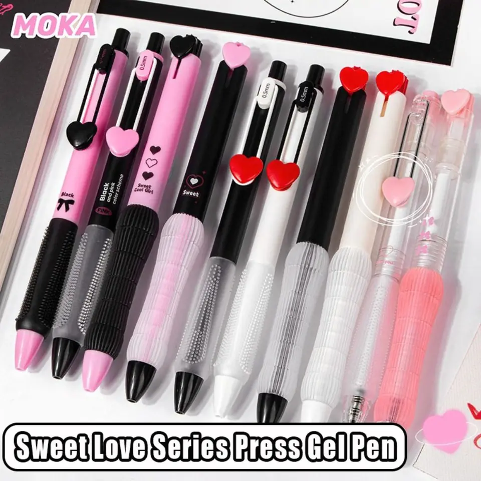 4PCS Love Series Press pomocou neutrálneho peru 0,5 mm čierny atramentový gél Per Rýchle sušenie Ballpoint Pen Offici