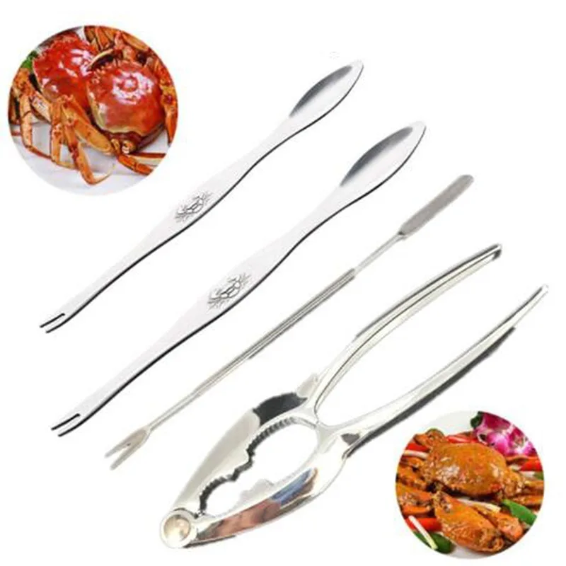 4pcs morské plody sada krabov krevety ovocné kliešte vidlice lyžica sada orechový orech homár krabie cracker náradie kuchynské doplnky