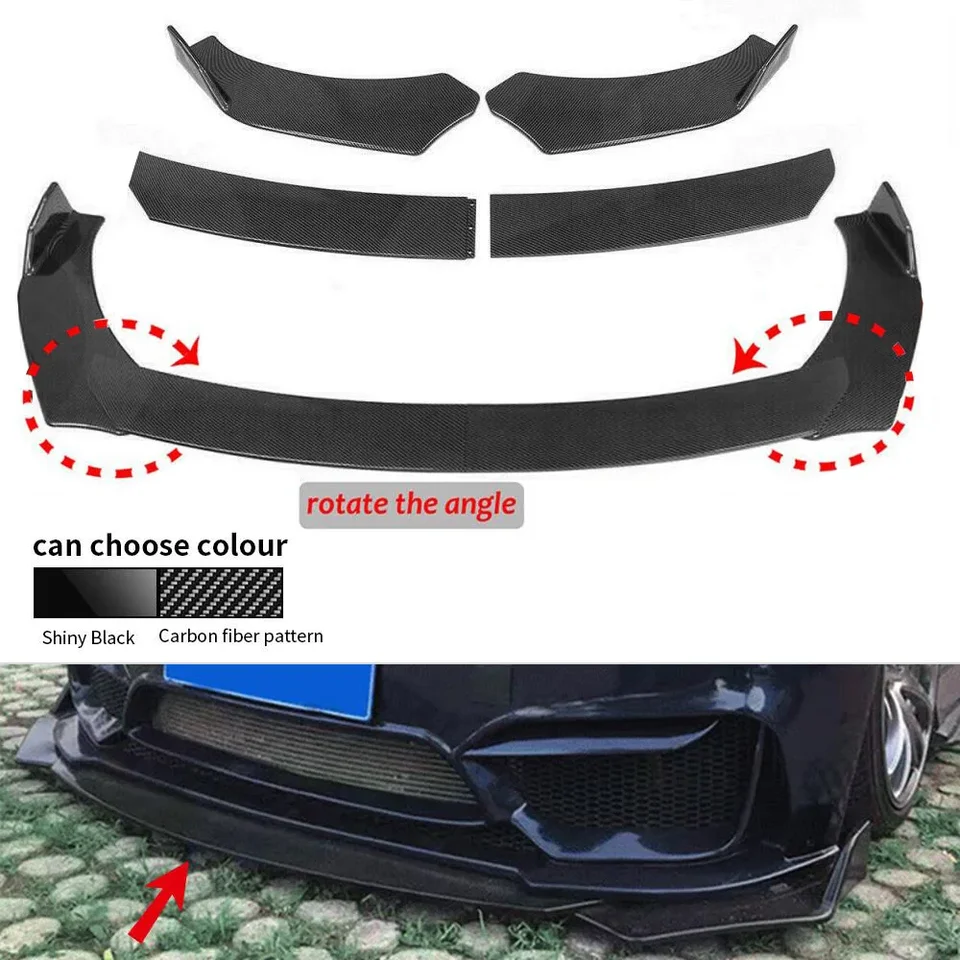 4pcs Nový nastaviteľný Univerzálny predný nárazník predného nárazníka Splitter Lip Sit Spoiler Difuser Lip pre BMW Benz Audi VW Subaru