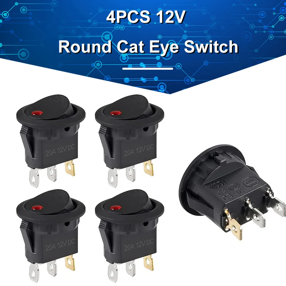 4pcs osvetlený spínač Rocker Vodotesný DC 12V 20A SPST zapnutý/vypínač s prepínačmi LED svetla prepravné pre automobilové lodné vozidlo