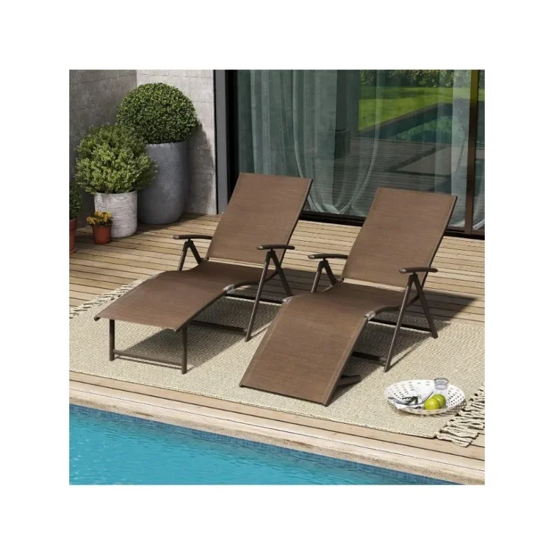 4PCS Outdoor Chaise Lounge Patio nastaviteľná sklopná salóniková kreslo s 8 nastaviteľnými pozíciami operadla pre bazén