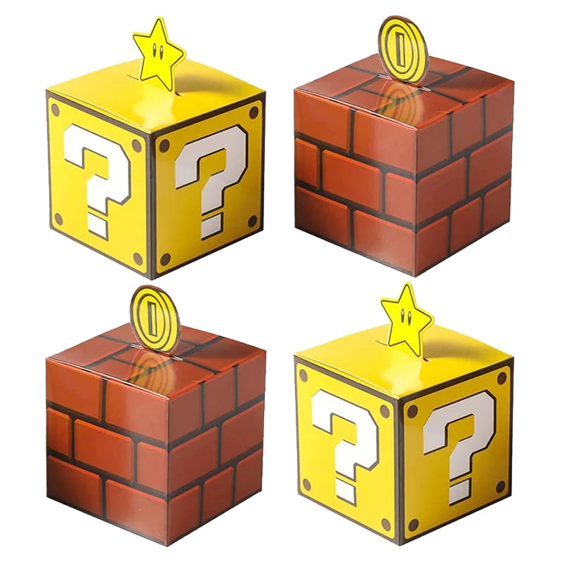 4PCS Prekvapinie blokuje Candy Darčeková skrinka Videohra Téma narodeniny Treat Box Goody Bag Cartoon téma Party uprednostňuje dekorácie Dodávky