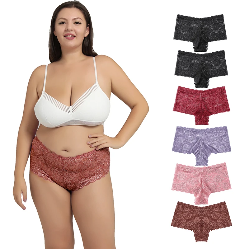 4pcs S-4xl plus veľkosť stredného pásu čipky spodná bielizeň Boyshorts for Women Sladkless Cheeky Boy Short Sexy No Show Granny nohavičky