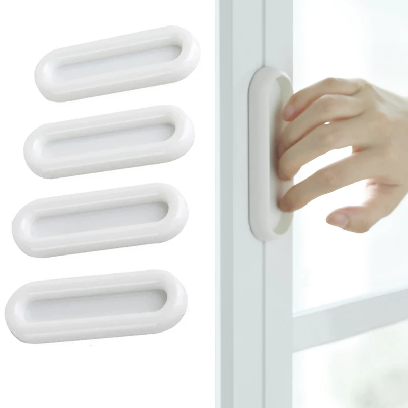 4pcs Self-útulné dverové gombíky oválne kľučky pre interiérové ​​dvere Zásuvka sklenená okenná skrinka