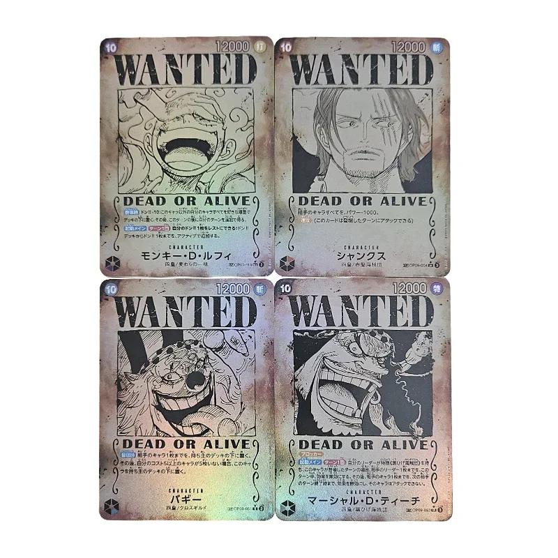 4pcs/set anime One Piece Opcg DIY cisár OP09 New Manga Luffy Shanks Teach Roger refrakčný blikajúci karty Games Collection Card Cards