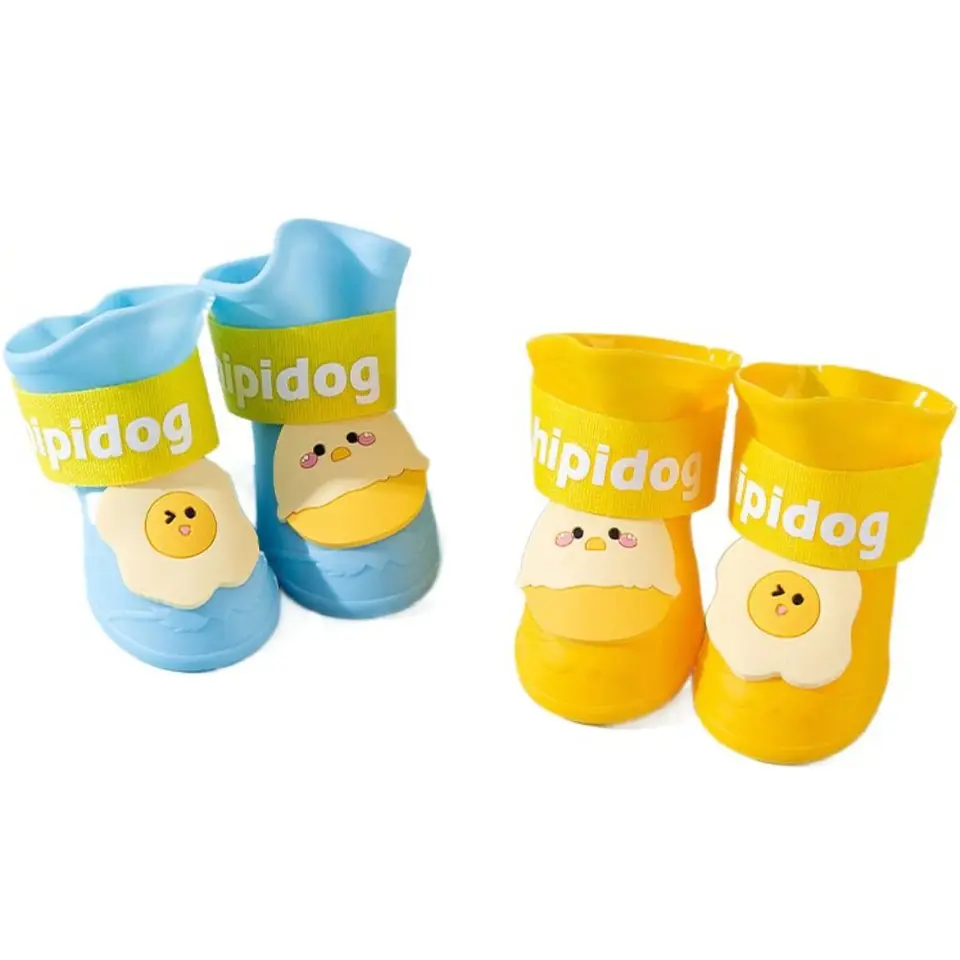 4pcs/set karikatúra roztomilý pet silikónový dažďový topánok prenosné psie topánky proti sklzu nepremokavý kryt nohy vonkajší chránič labky pre domáce zvieratá