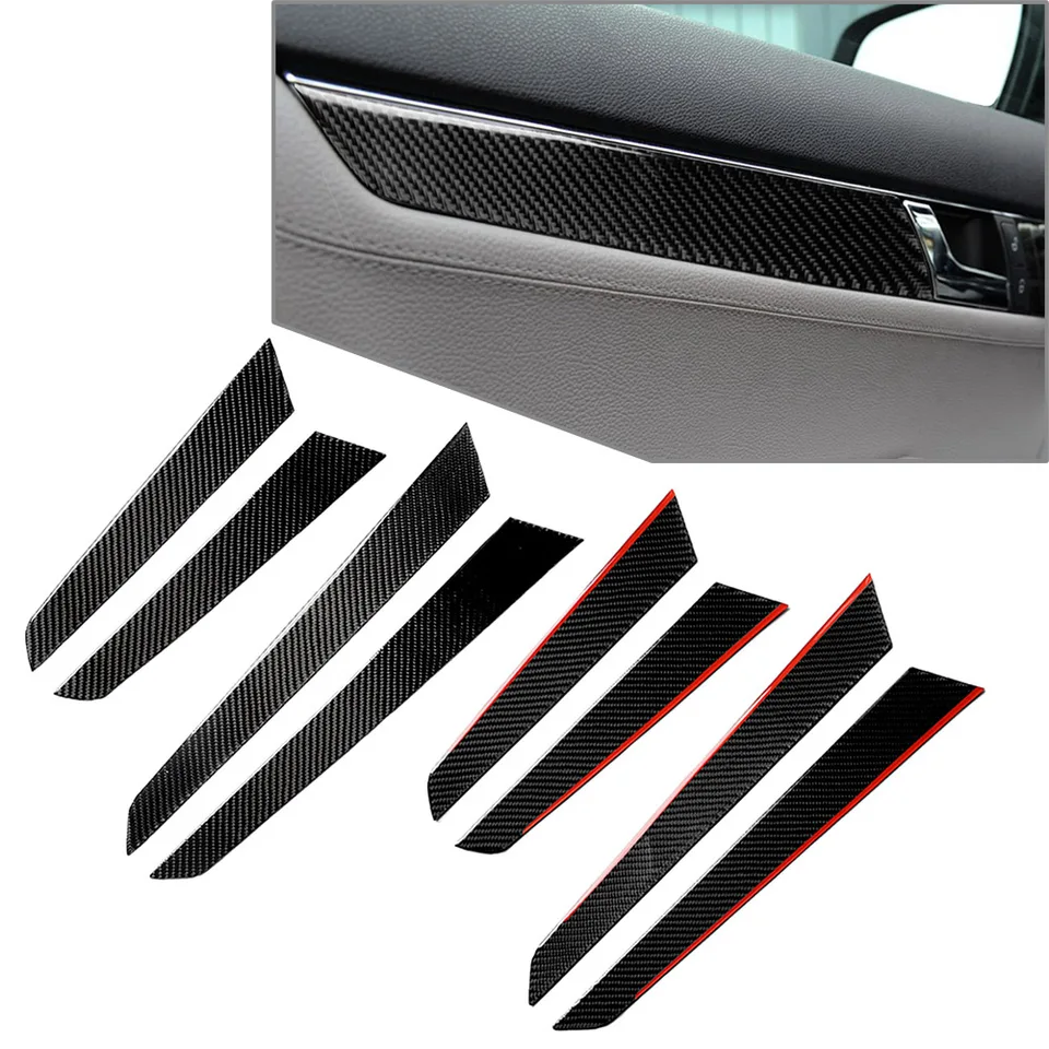 4PCS uhlíkové vlákno Interiérový kryt Dvere Panel Cover Decoration Tink pre Mercedes-Benz W204 2007 2008 2009 2010 2010 2012 2012 2013 2014