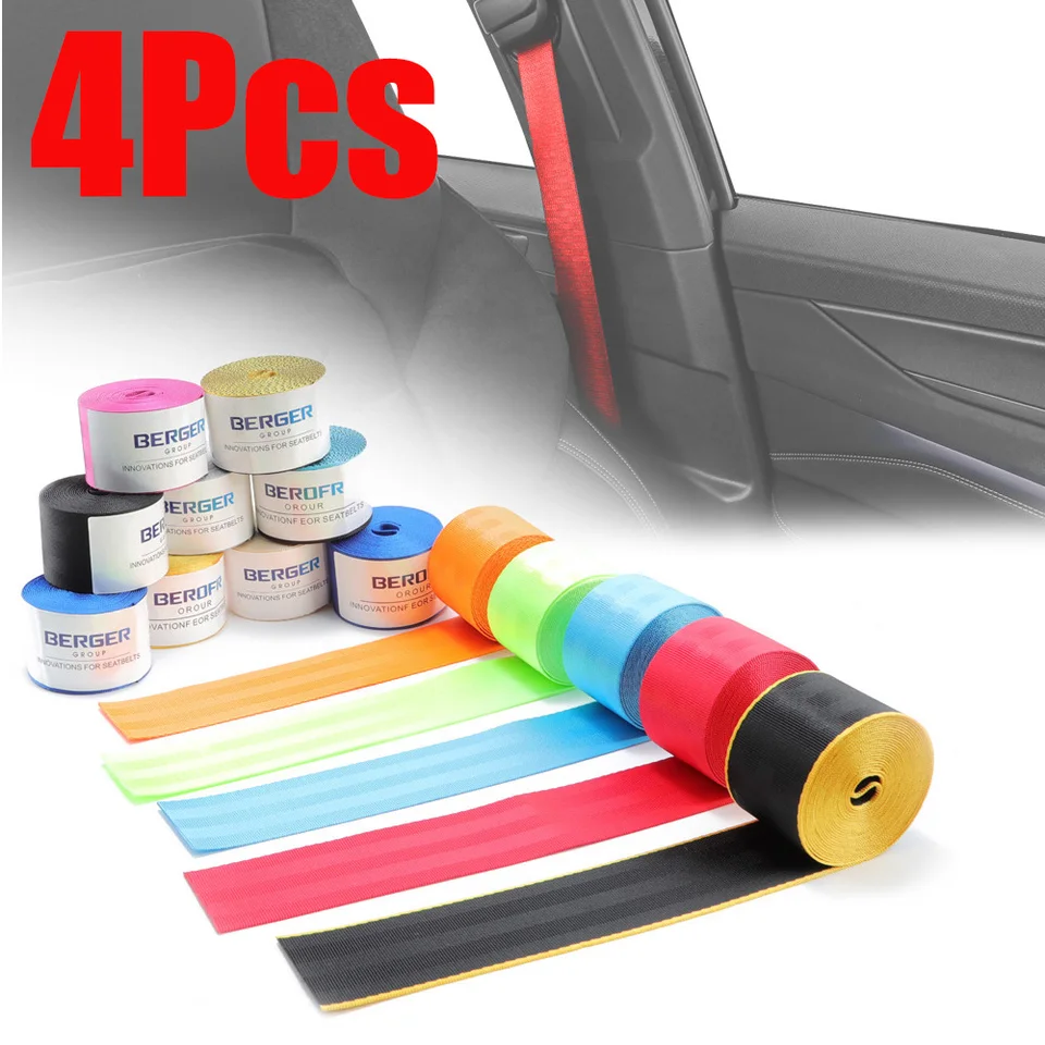 4pcs Universal Auto 3,6 m posilniť bezpečnostný pásový popruh pretekárske vozidlo modifikované bezpečnostné pásové pásové pásové pásové popruhy veľkoobchodné