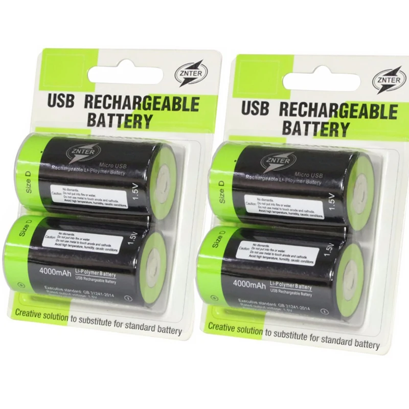 4PCS Znter 1,5V 4000 mAh batéria Micro nabíjateľné batérie D lipo LR20 batéria pre doplnky pre dronové fotoaparáty RC