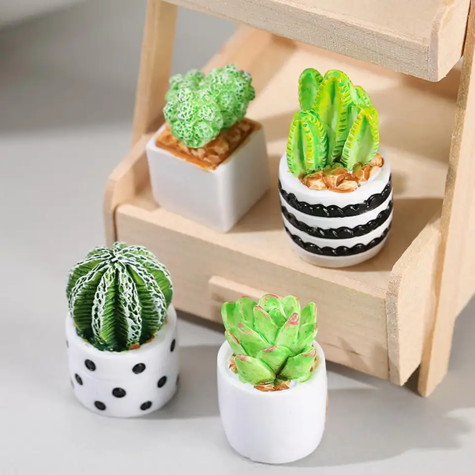 4pcs živice umelé bonsai kaktus mach terarium dekorácie simulácia črepníkových rastlín sukulenty Rastliny Balkón Dodávky balkónov