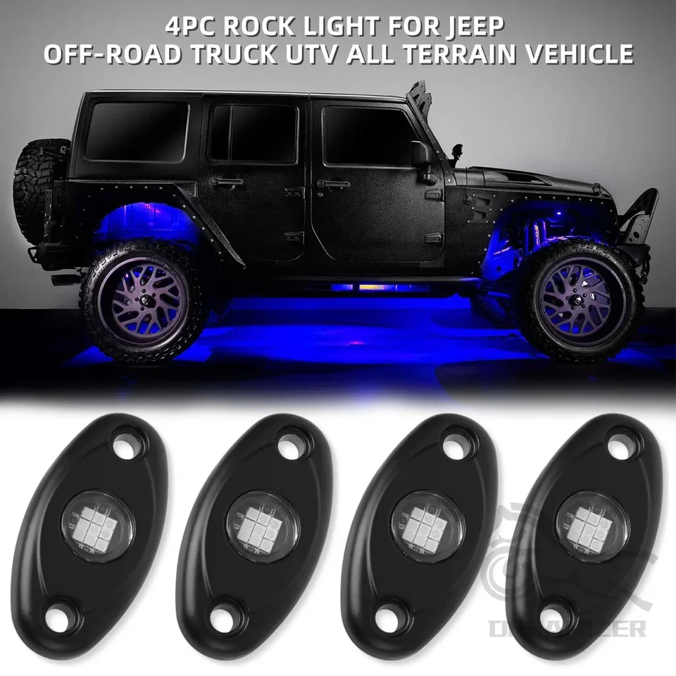 4Pods 9 LED rockové svetlá súprava Atmosféra lampa pre termínové vozidlo SUV 4X4 ATV Jeep Neon Underbody Underglow Trail Rig Svetlo