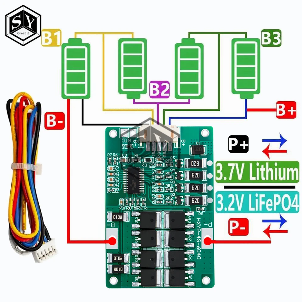 4S 3,2V/3,7 V 18650 20A LifePO4 BATICKE BMS doska BMS s vyváženým káblom
