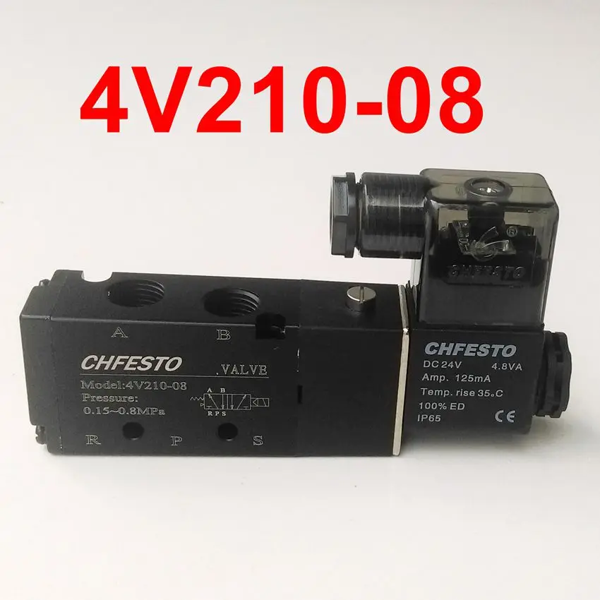 4v210-08 Elektromagnetický ventil 5 Way 2 Poloha 1/4 '' AC220V DC24V AC110V AC380V DC12V AC24V