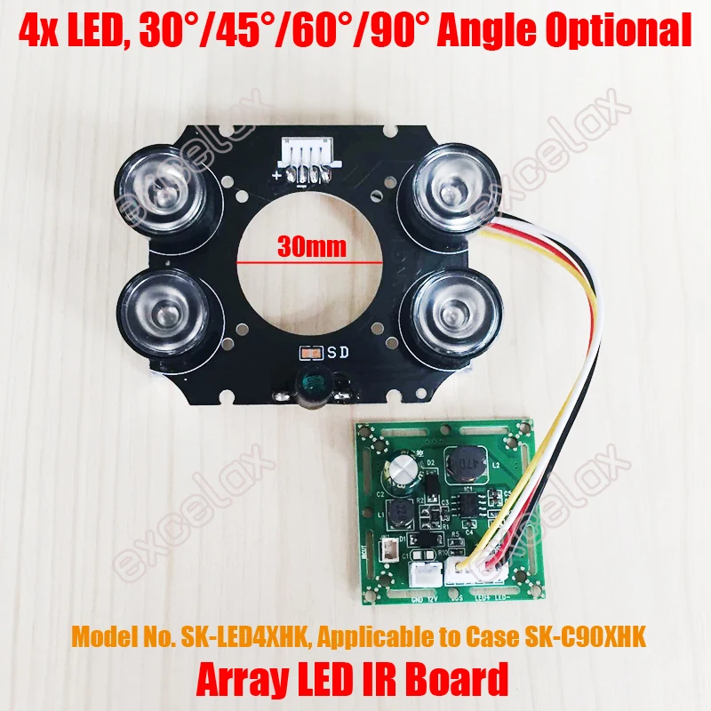 4x LED pole IR 20-50M 42 MIL doska PCB Veľkosť 90 Infračervená nočná vízia 850nm pre CCTV Security Vodotesný puzdro pre guľky