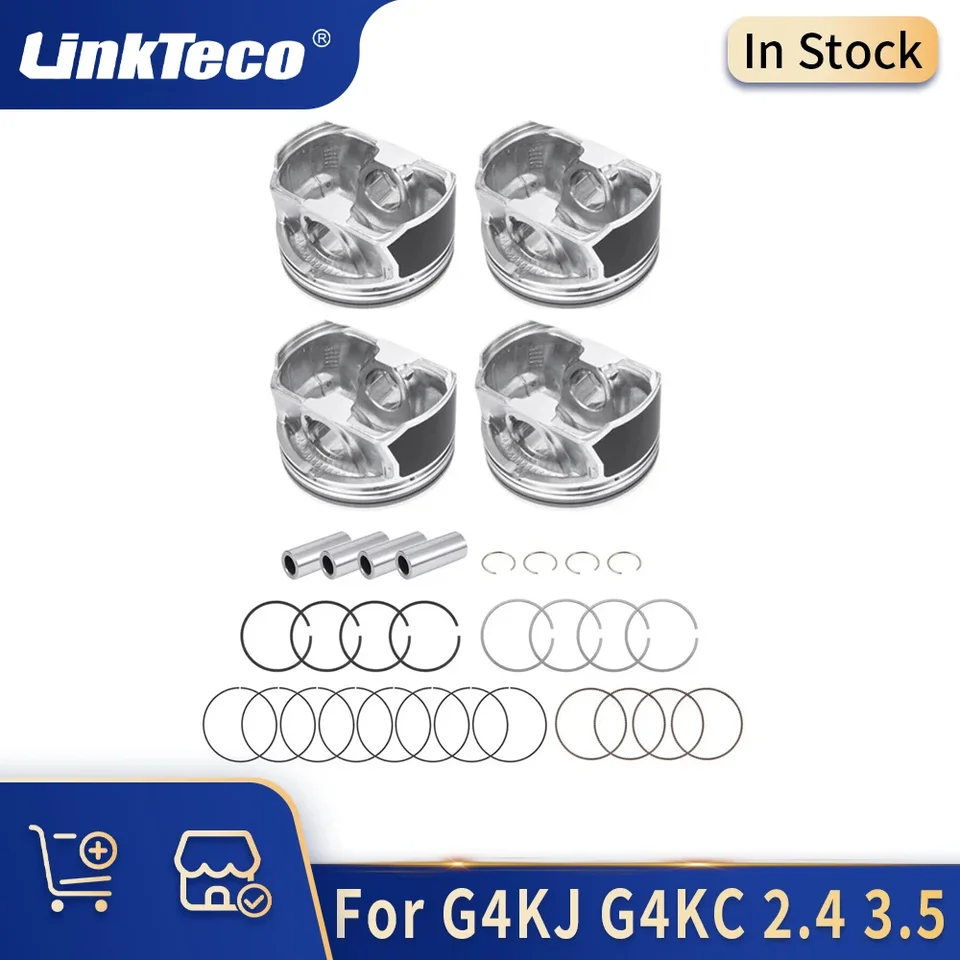 4x Std Motor Piston & Rings Set Kit pre 06-19 Hyundai Santa Fe Sonata Tucson Kia Optima Sorento Sportage Toyota Rav4 2.4 L.