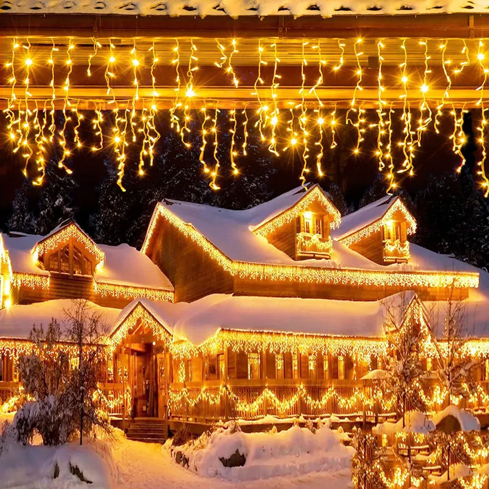 4x0.6m LED Fairy String Curtain Lights Lights Outdoor Street Girland na dome na terasu vianočné večierky Dekorácie záhradné svetlá