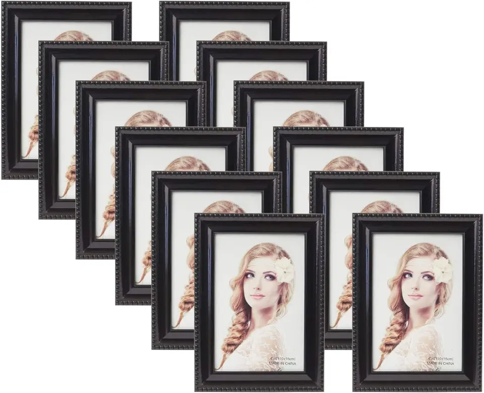 4x6 Picture Framy Set 12 Pack White Black Black Multi Photo Kit Gallery Galéria nástenné dekorácie Tabletop Rám na závesný držiak na stôl