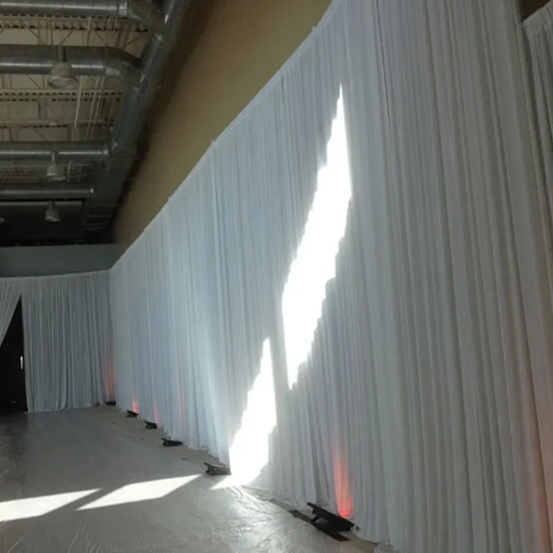4x6m/13x20ft ľadová hodvábna biela farba Svadobný zákrutový panel skladaný svadobný záclon