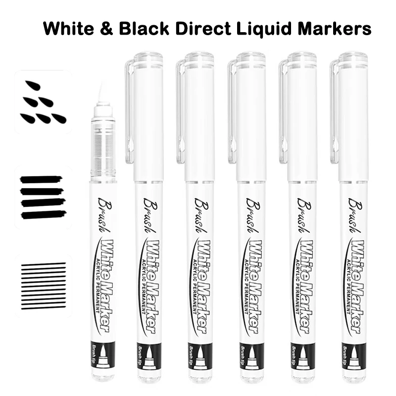 5/1 PCS 16 farieb Priama kvapalina akrylová farba Peny kefka Pero Pen pre skalné maľovanie kamenné sklo DIY Školské potreby