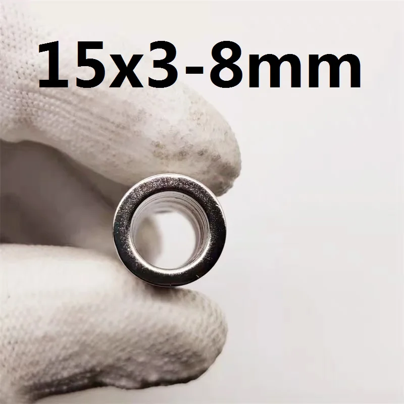 5/10/20/50/100/500ks 15x3 otvor 8 Silný prsteň Neodymium Magnet Permanentné magnety vzácnych zemín 15*3-8 pre remeselníkovú diy 15*3 otvor 8 mm