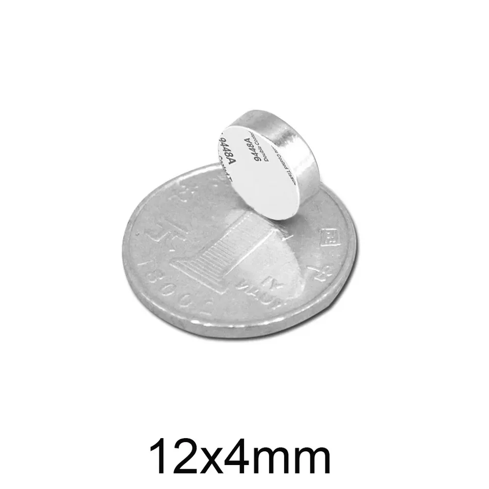 5/10/20/50/100ks 12x4 mm disk Rare Earth Neodymium Magnet s obojstrannou lepiacou páskou 3M