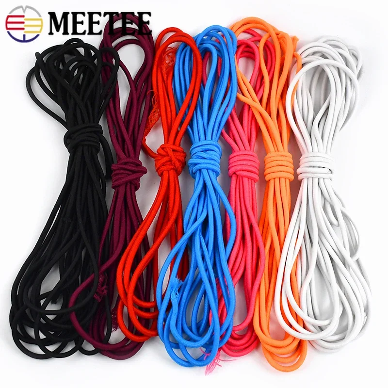 5/10/20M Meettee 4 mm farebné elastické pásmo okrúhle gumové gumové lano vlasové šaty odev Replantstring elastické laná laná DIY príslušenstvo