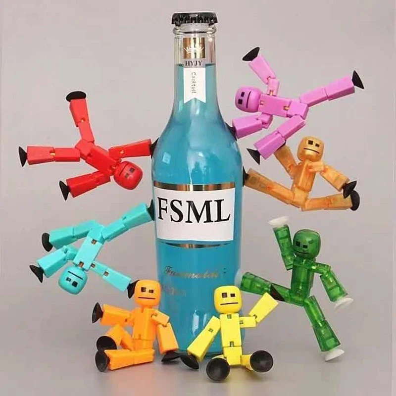 5-10 klice náhodné farebné stikbot obrazovky animácie hračky vyhodené bábiky s prísavkou DIY Create Robot Animation Film Stikbot hračky