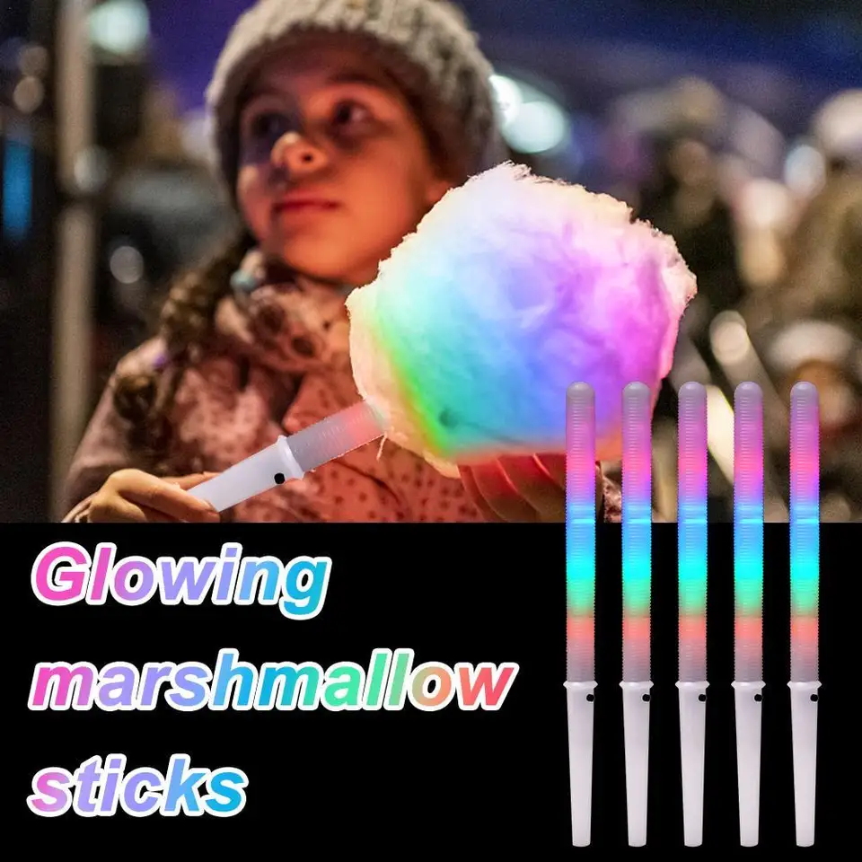 5/10 ks farebné LED žiara tyčinky vaty Candy kužele opakovane použiteľné žiariace marshmallows tyčinky LED ľahké trubice domáce večierky rekvizity
