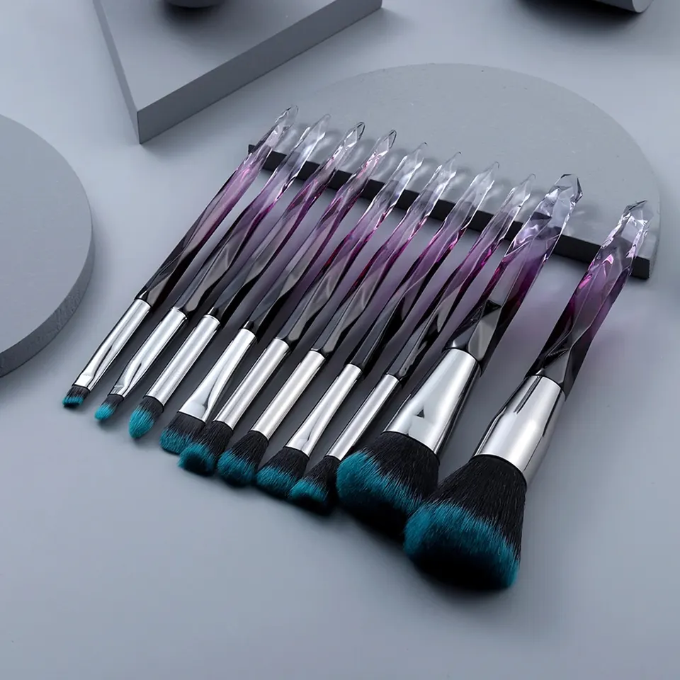 5/10 PCS Luxusný súprava kefiek na make -up - Zahŕňa prášok, červenanie, nadáciu, obrys, očné tiene a kefy na očné viečky
