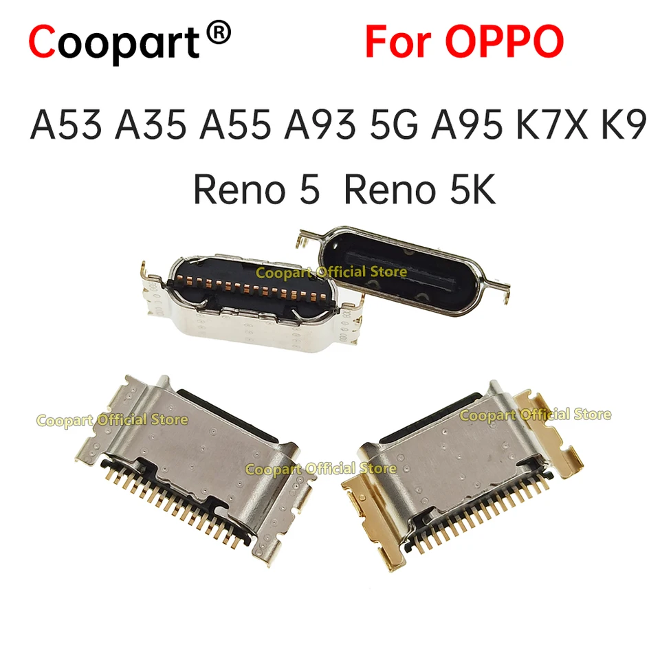 5-100ks Typec USB Jack Dock Nabíjacie konektorové nabíjacie konektor Plug Socket Port pre Oppo A53 A35 A55 A93 5G A95 K7x K9 Reno 5 Reno 5K