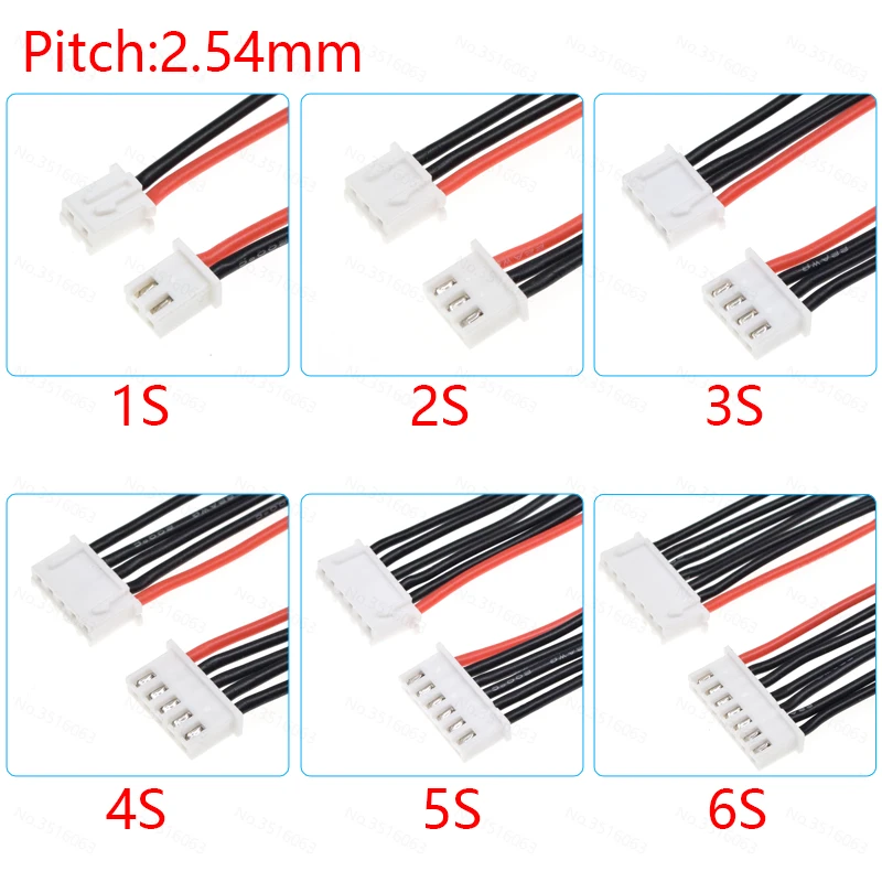 5/10ks 1s 2s 3s 4s 5s 6s 22awg Silikónový RC model Lipo Balanter Balancer nabíjačka nabíjačky s drôtom 2,54 mm JST-XH kábel IMAX B6