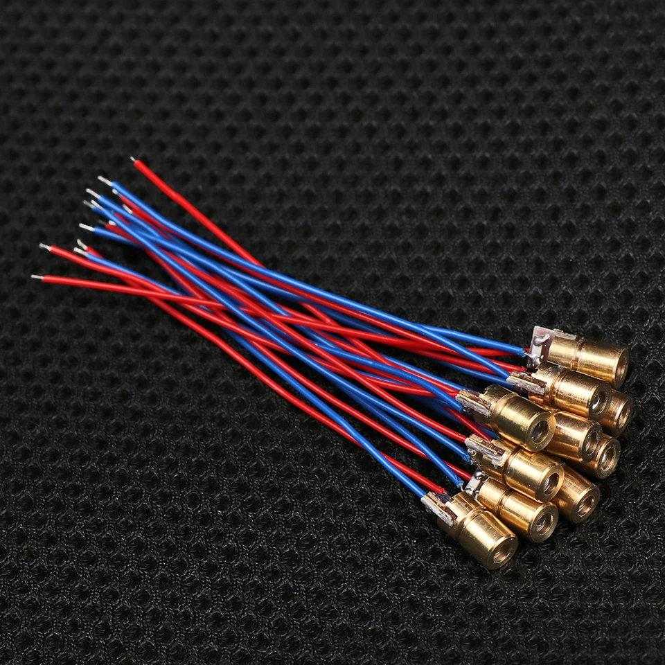 5/10ks 650nm 6 mm 3/5 V 5 miliónov wattovej medenej hlavy Mini laserové diódy Nastaviteľné lasery DOT DOT DIODY MODUL HOT PREDAJ