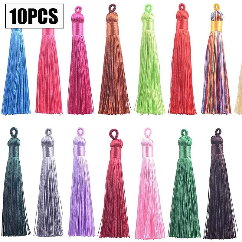 5/10ks 8cm Polyester Silk Tassel Mäkké strapce s slučkami hodvábna kefka DIY DIY šperky Domáce dekorácie Šijacie závesy