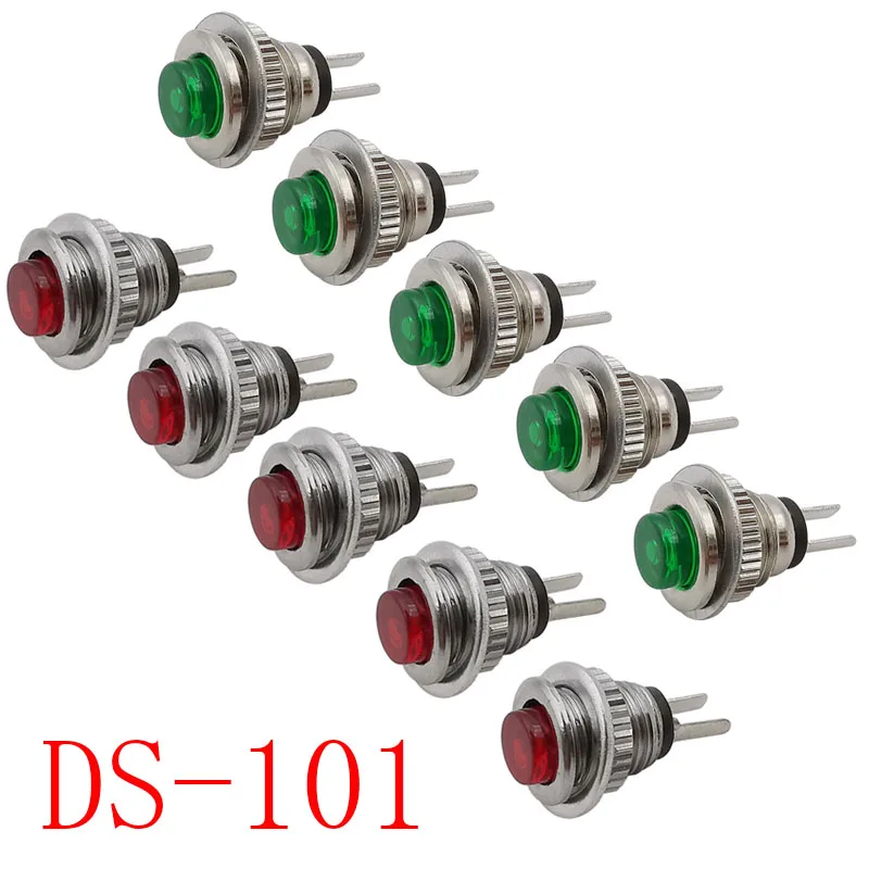 5/10ks DS-101 Stlačte spínač tlačidla 8 mm 2 pin Mini zámok bez samostatného panela MONTHERARY Normálne otvorený okrúhly spínač