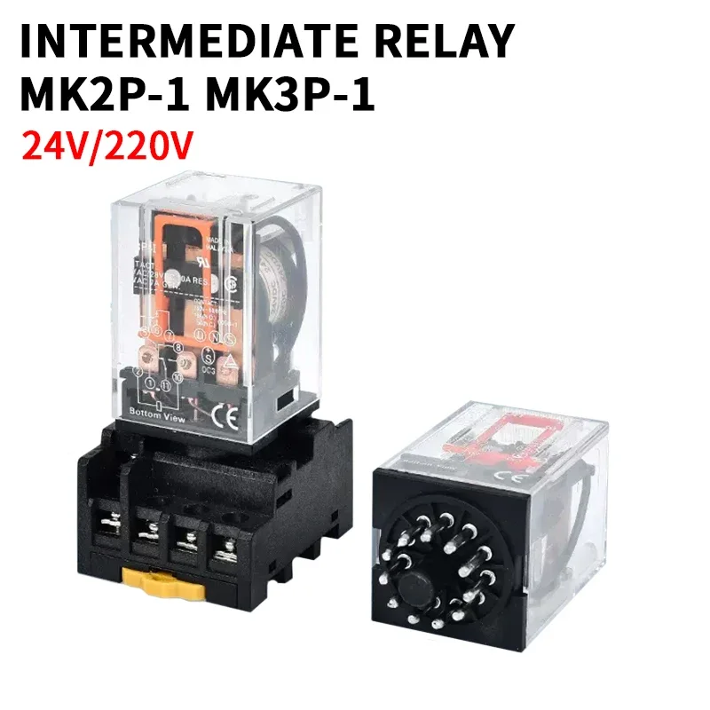 5/10ks medziprodukčné relé MK2P-I MK3P-I 8P/11p Copper Coil Strieborné kontakty Malé elektromagnetické relé so bázou DC24V AC220V
